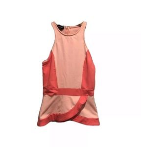 Bebe Coral Pink peplum High neck sleeveless top